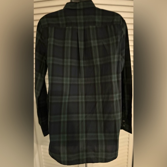 J Crew pullover long sleeve plaid beaded sequin pocket, half button down shirt - Picture 4 of 10